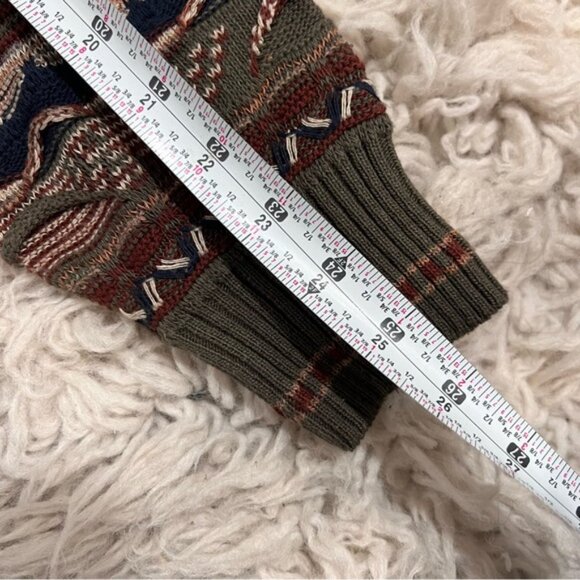 Vintage Croft & Barrow 3D Textured Coogi Style Multicolor Mens Sweater 90s - Picture 2 of 8